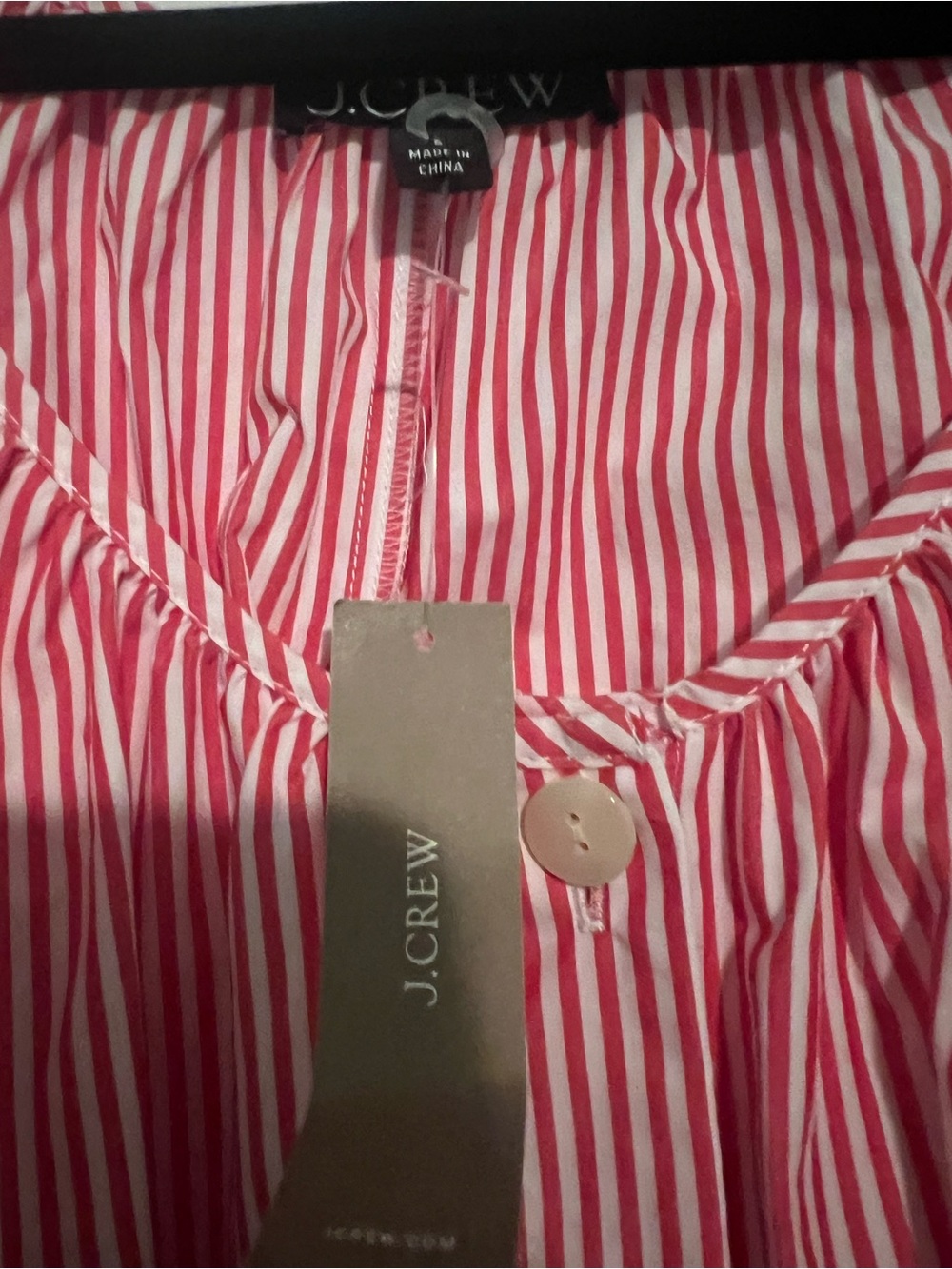 New J.Crew Red and White Striped Button-Front Midi Dress - Picture 8 of 9
